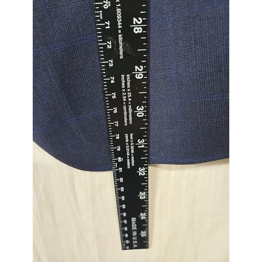 Lauren Ralph Lauren Black Label Blazer Mens‎ 46R Wool Blend Window Pane Navy